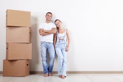 Office relocation planning in Hollandpark with moving boxes and desks