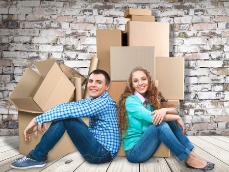 Packed household furniture ready for storage