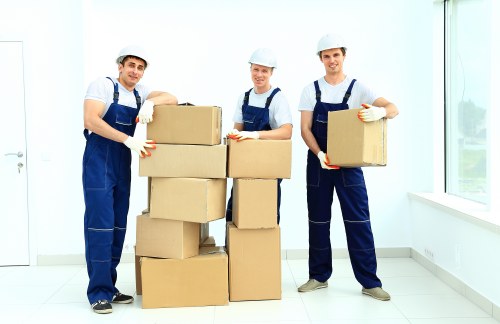 Moving boxes and furniture prepared for removals in Hollandpark