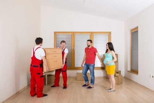 Professional mover loading furniture into a van in Hollandpark